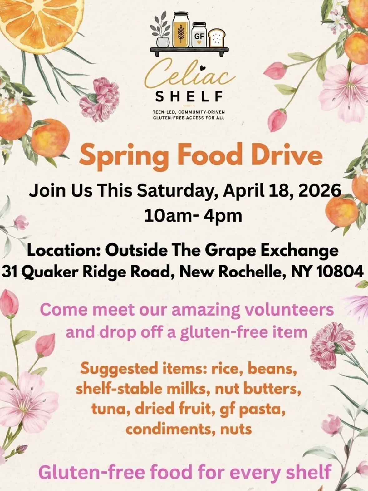 Flyer for Spring Food Drive, April 18, 2026