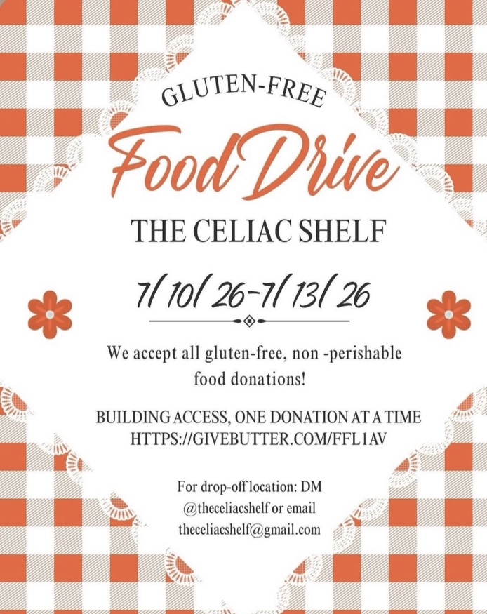 Flyer for Gluten-Free Food Drive, July 10–13, 2026
